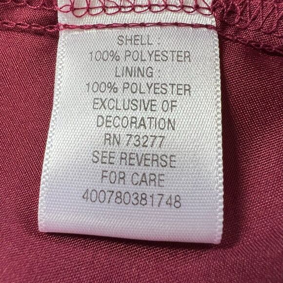 Candies Y2K Shift Burgundy Laser Cut Lined Mini Dress Slit Long Sleeves Size S - Picture 7 of 11